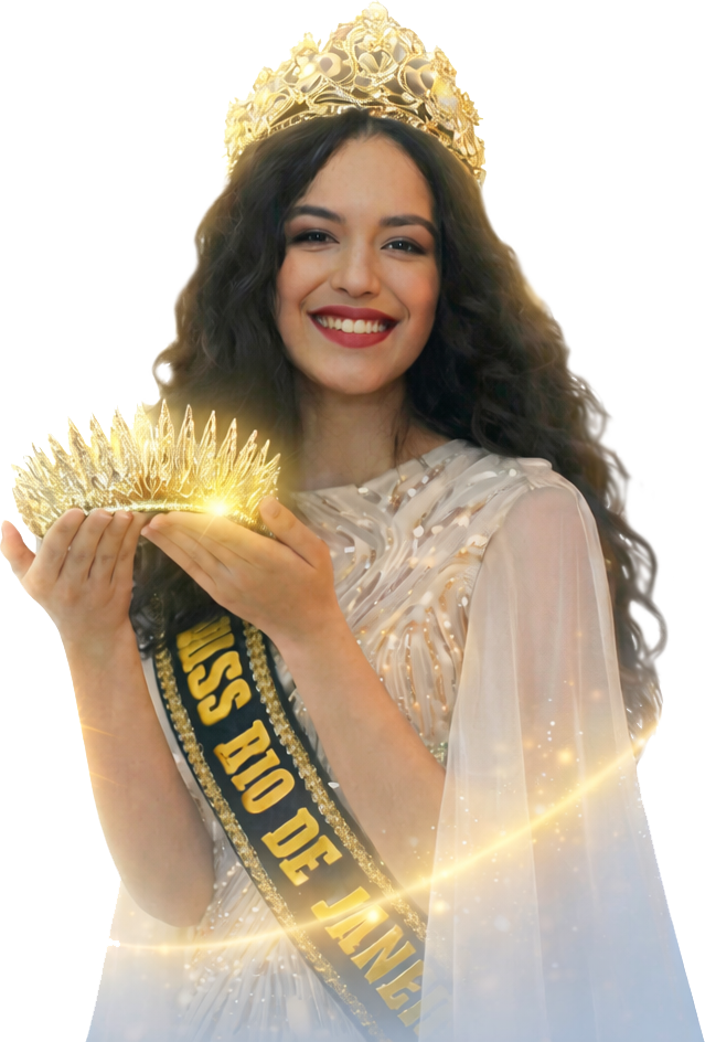 Candidata Miss com faixa de vencedora